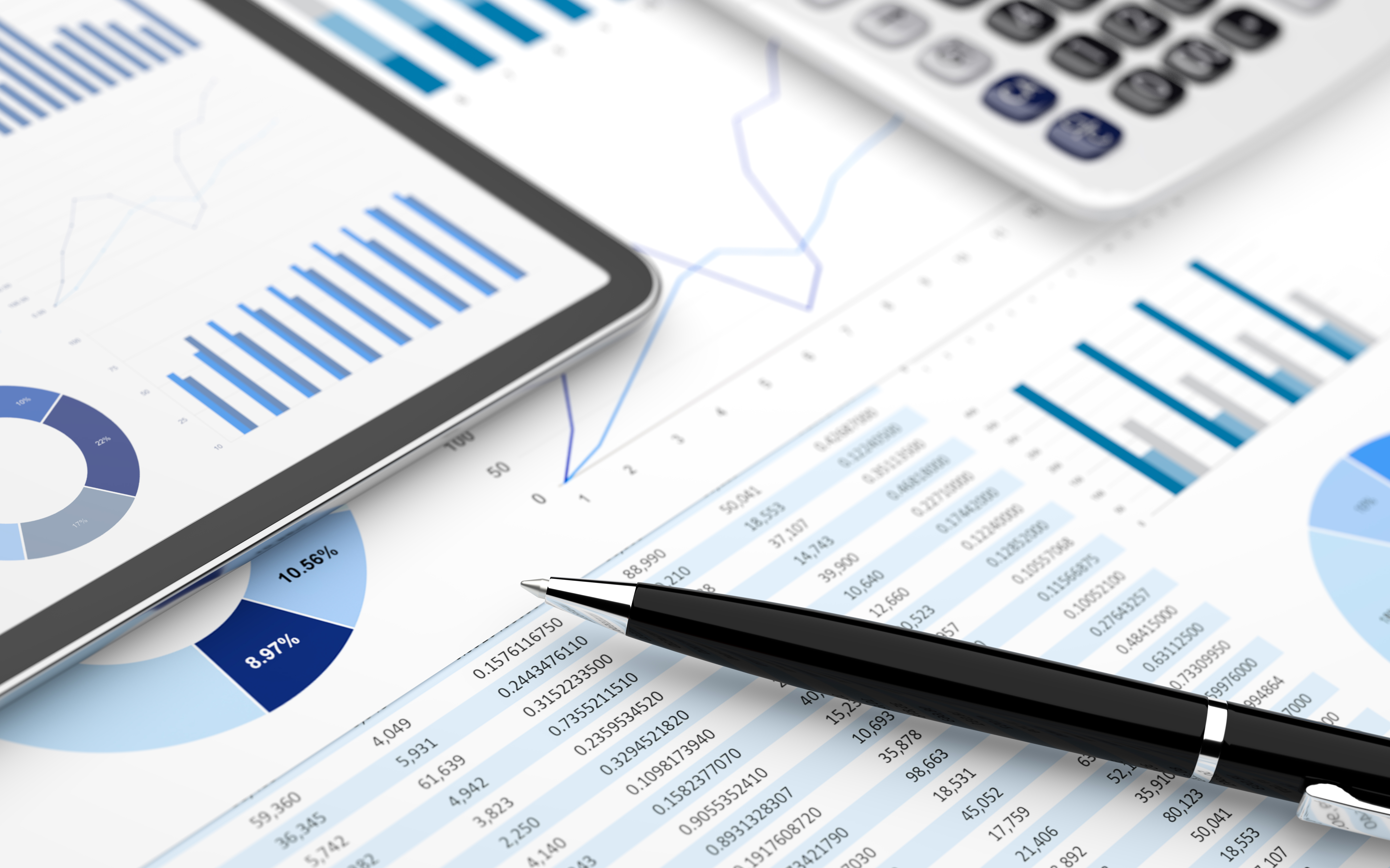 Stock market finance account report digital tablet