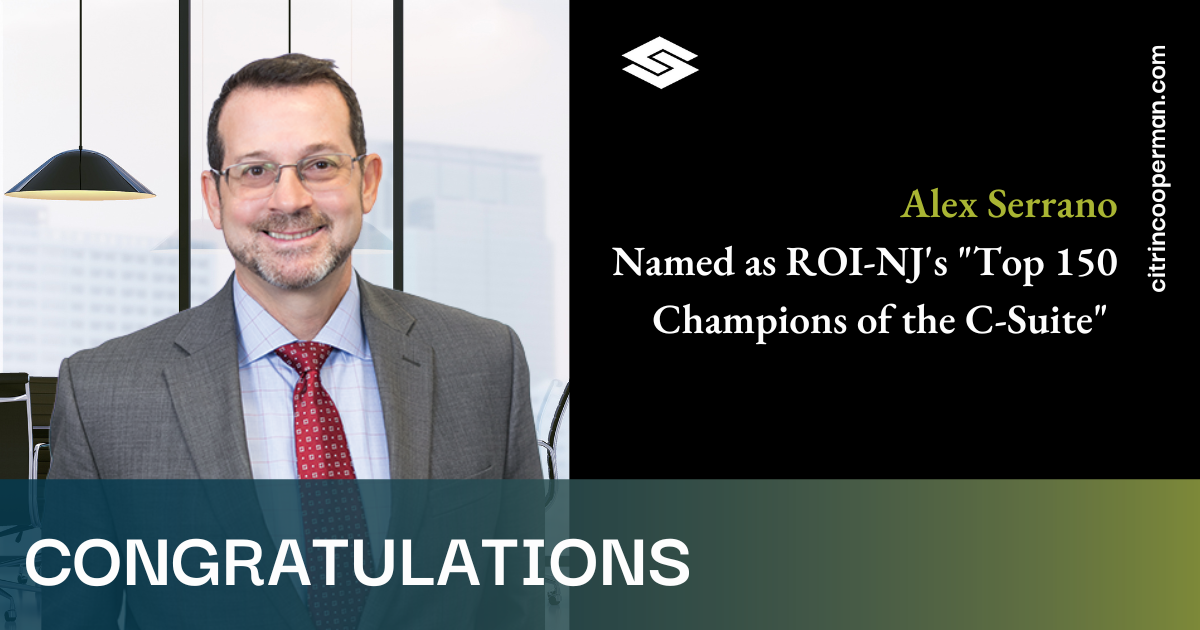 Alex Serrano Named as ROI-NJ's Top 150 Champions of the C-Suite