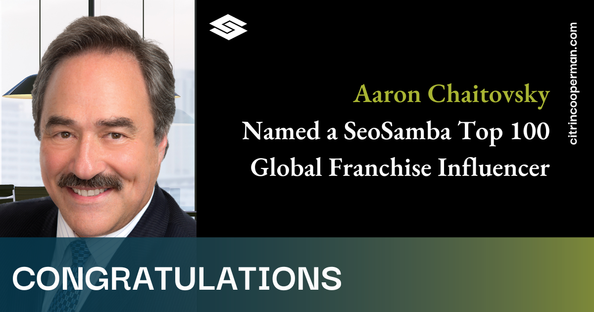Aaron Chaitovsky Named a SeoSamba Top 100 Global Franchise Influencer