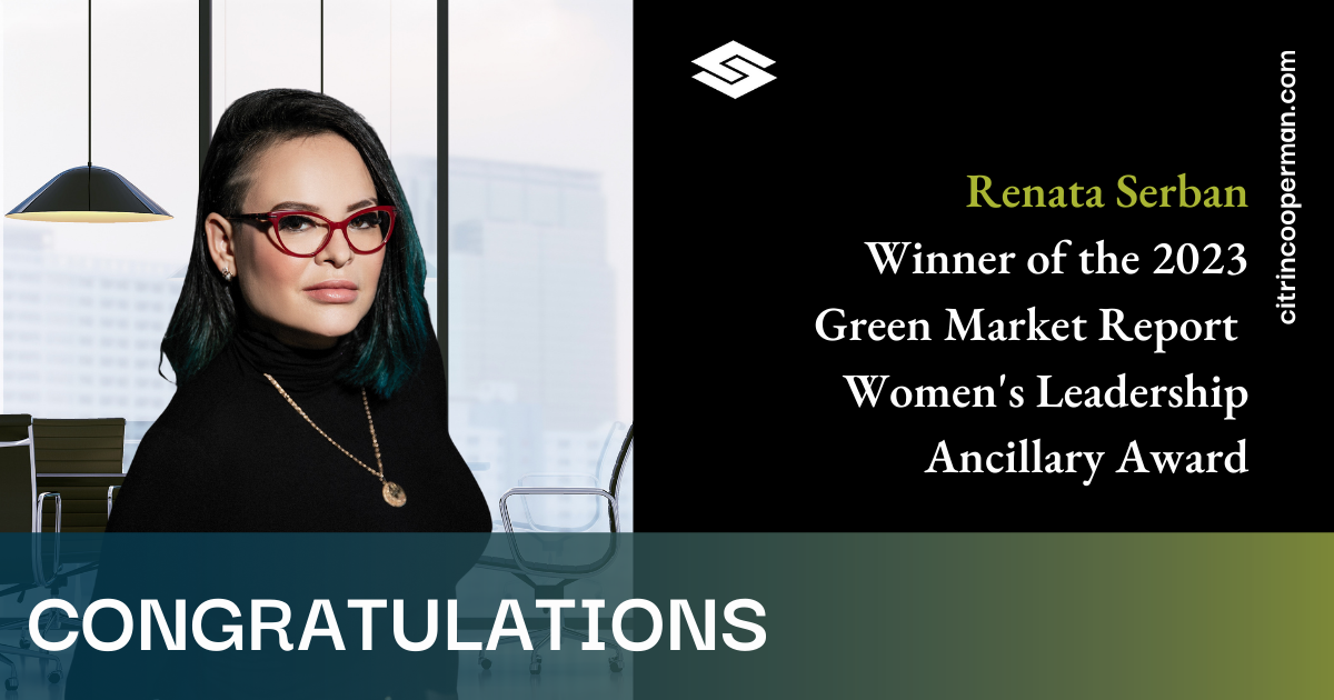 Renata Serban Winner of the 2023 Green Market Report  Women's Leadership Ancillary Award