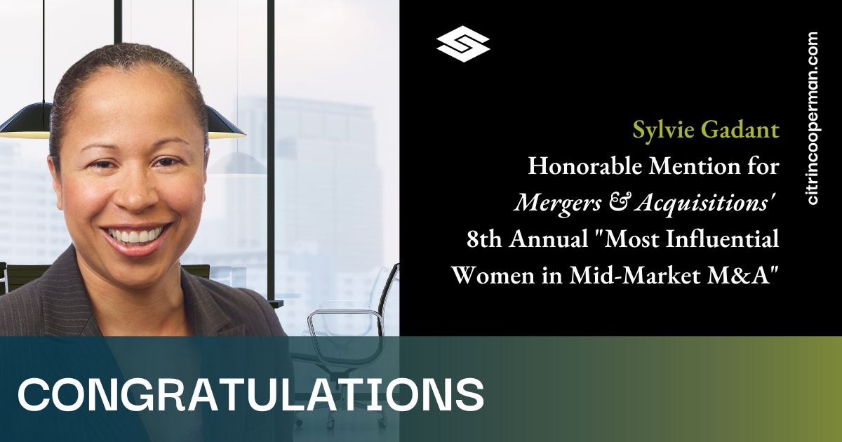 Sylvie Gadant Honorable Mention for Mergers & Acquisitions'  8th annual Most Influential Women in Mid-Market M&A